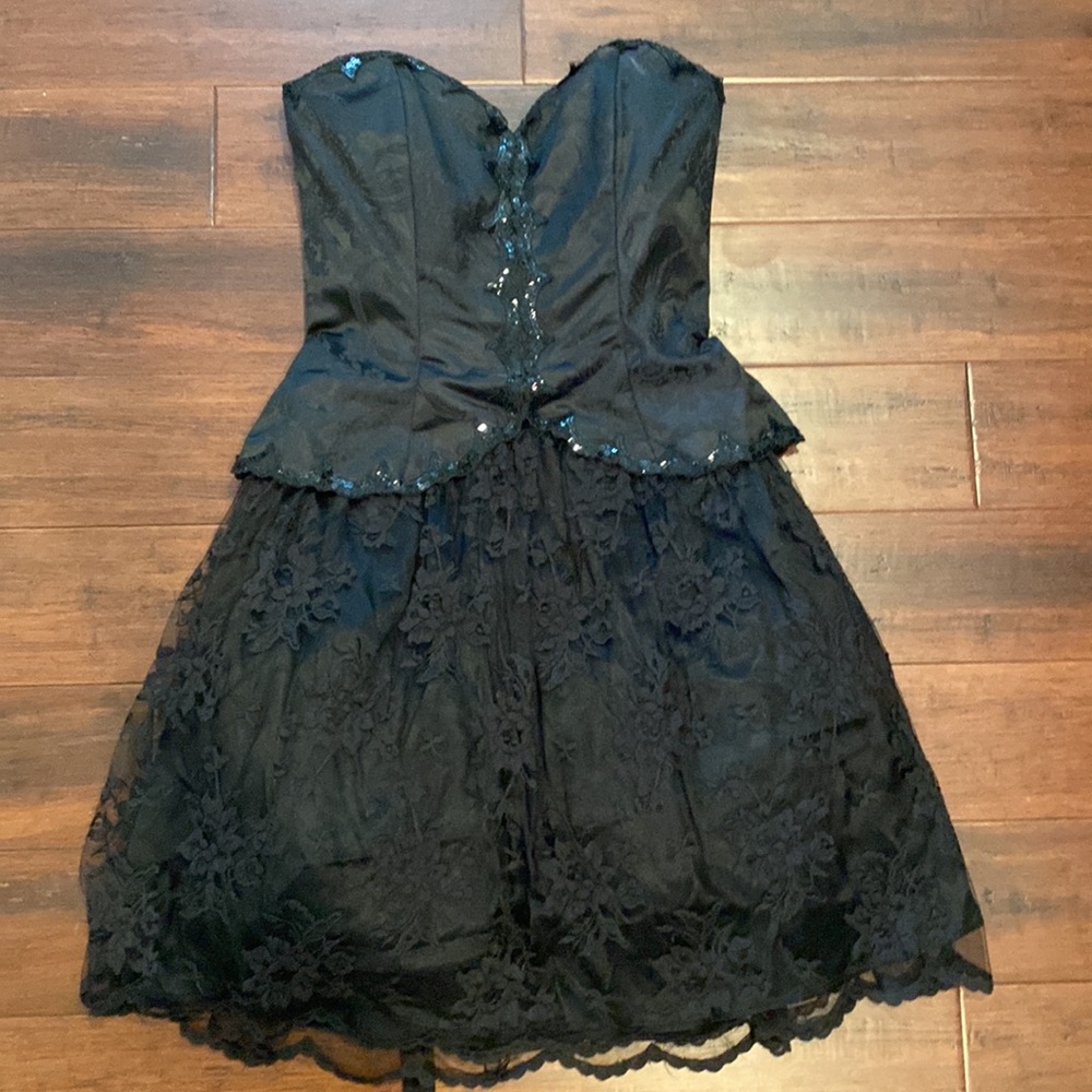 EUC Vintage 80’s Prom Dress Scott McClintock Black 10 Knee Length Retro Women’s